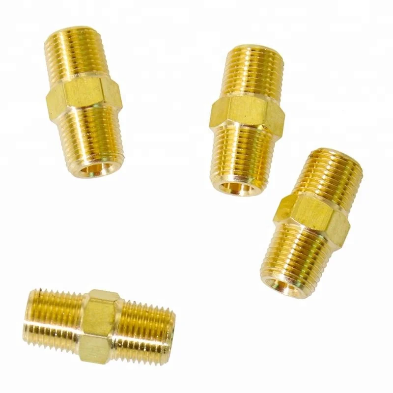 Standard brass pipe hose fitting hex nipple bushing