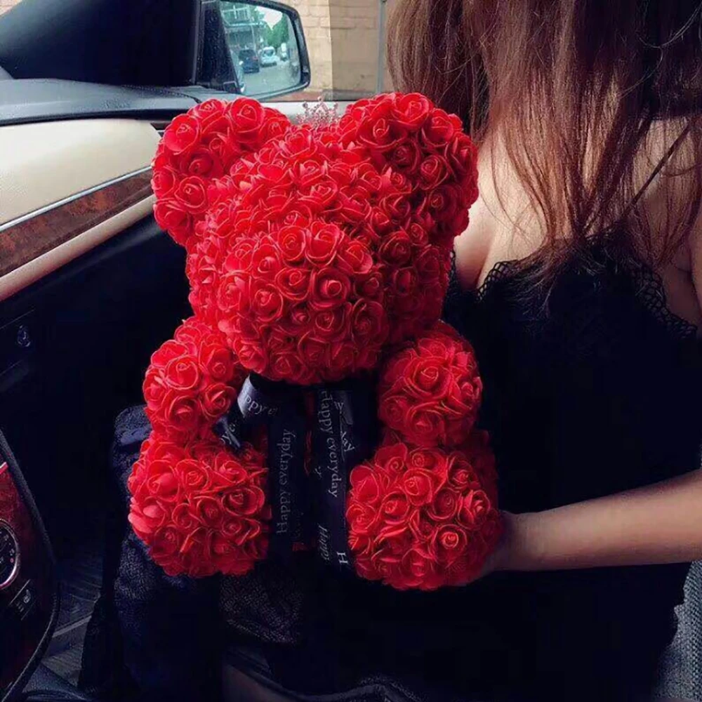 
Business Gift Ideas Christmas Artificial Flowers Foam Rose Bear Teddy Bear Rose 