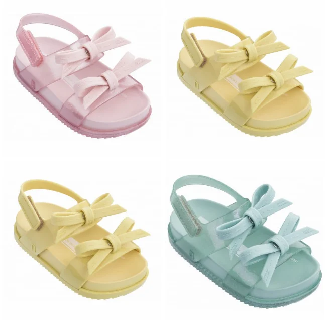 
2019 new design double bow knot thick sole kids girls jelly sandals 