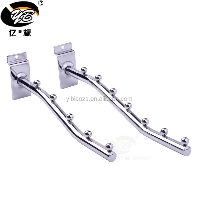 Chrome Plating MDF slatwall shop hook supermarket balls hook store hanger 5balls for display various size stock hook