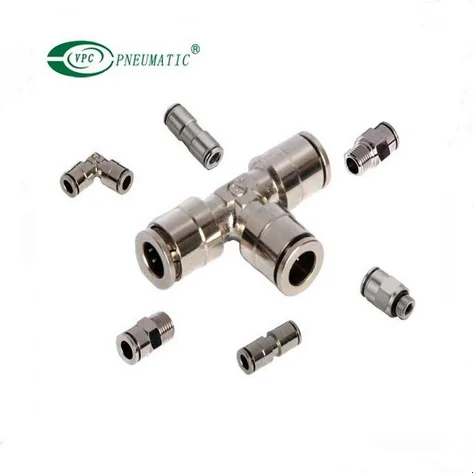 Brass Tee Straight Union One Touch Air Connector 4mm 6mm 3 Way T Shape Quick Connect Pneumatic Fitting