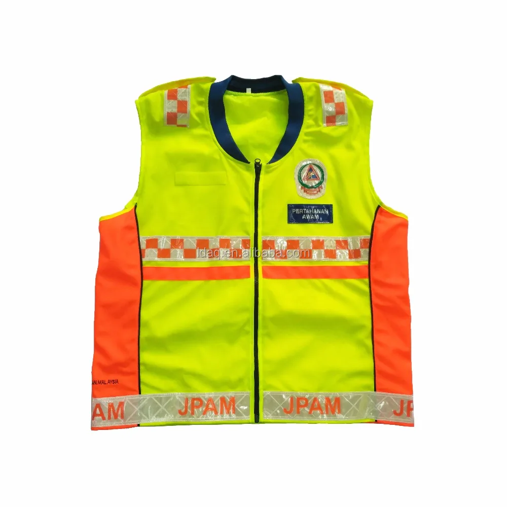 
 Трикотажная ткань флуоресцентные зеленые светоотражающие жилеты безопасности для полиции  