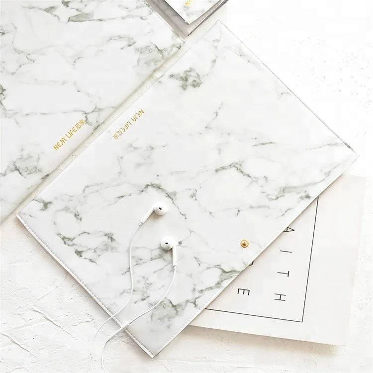 Unique A4 size marble leather conference file folder with button closure