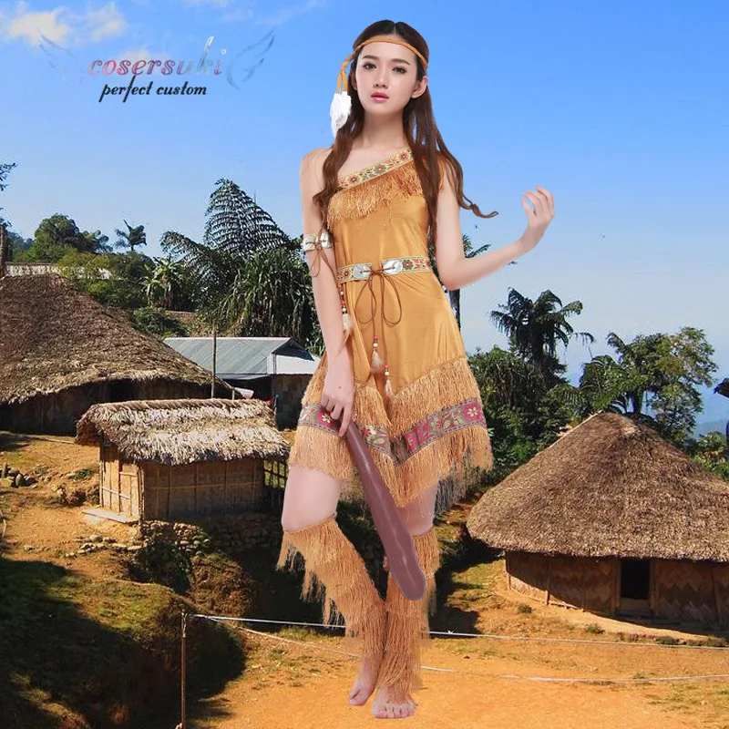 Halloween Ball Party Costume Savage Cosplay Uniform Indian Suit Indian Cosplay Costume