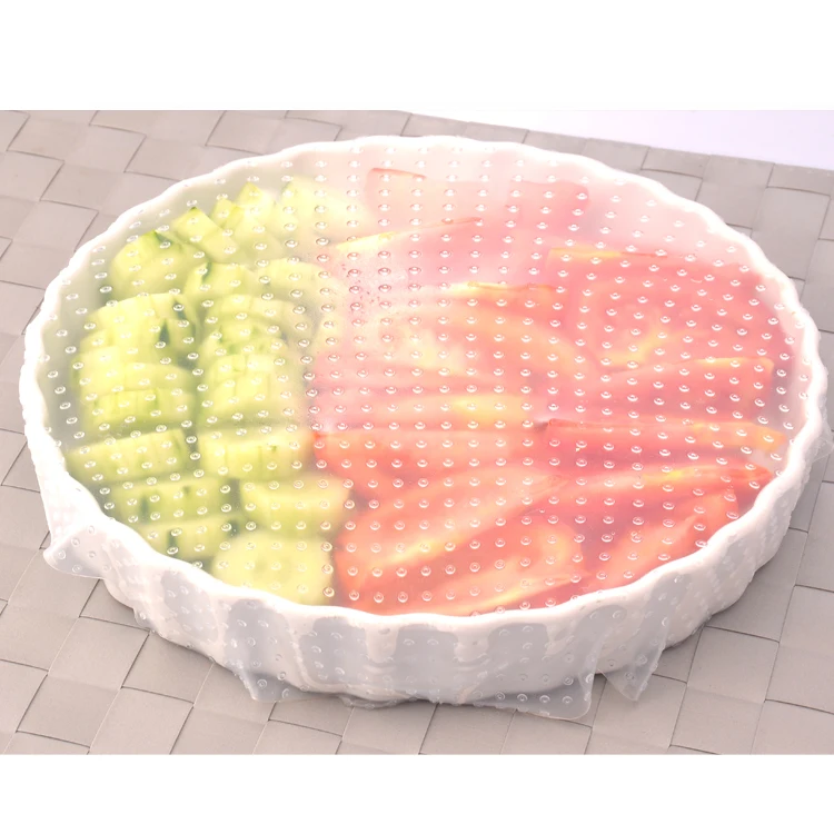 BPA free Eco-friendly flower shape silicone food wrap film stretch film to keep foods fresh