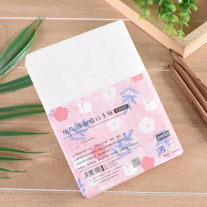 Wholesale art young university student writing paper pu notebook journal agenda with flowering printing