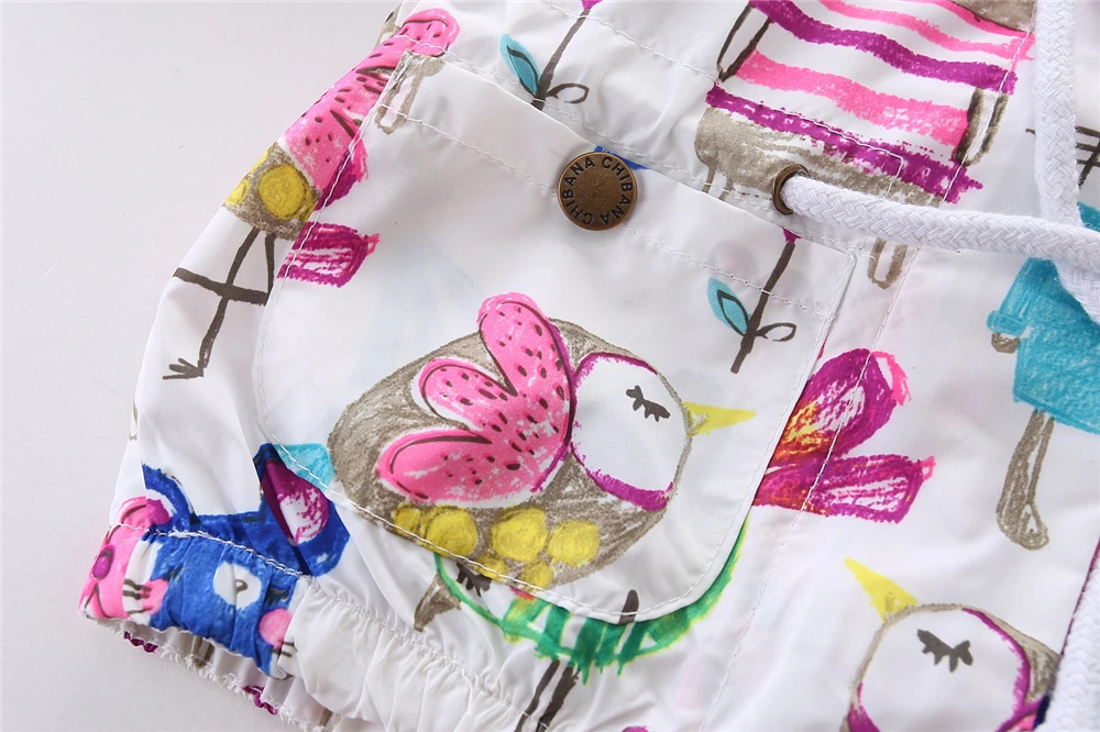 
Mudkingdom young girl print bird print sun protection windbreak waist drawstring hoodie coat 