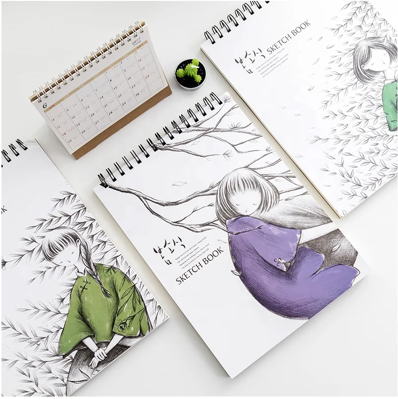 New design High quality and beautiful school notebook bulk spiral sketchbook