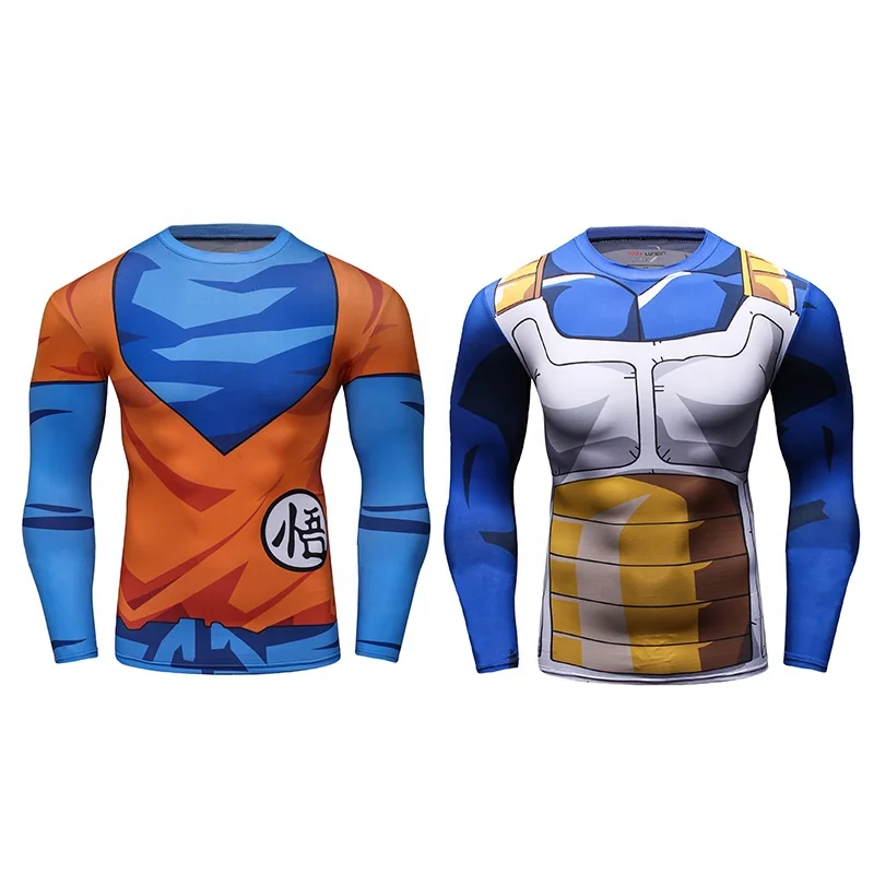 Japanese Anime Cosplay Costume Son Goku Vegeta Shirts Mens Sublimation Workout Clothing