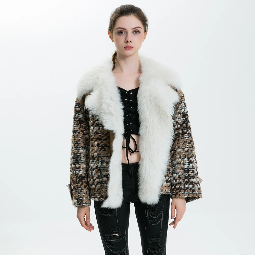 Wholesale Ladies Lamb Fur Parka Tuscan Leather Winter Coats of Handmade Wool