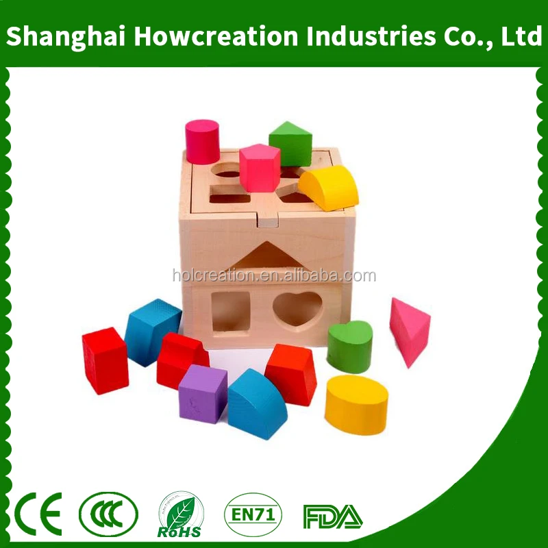 Pre-school Education  Shape Sorting Cube - Classic Wooden Toy With 12 Shapes