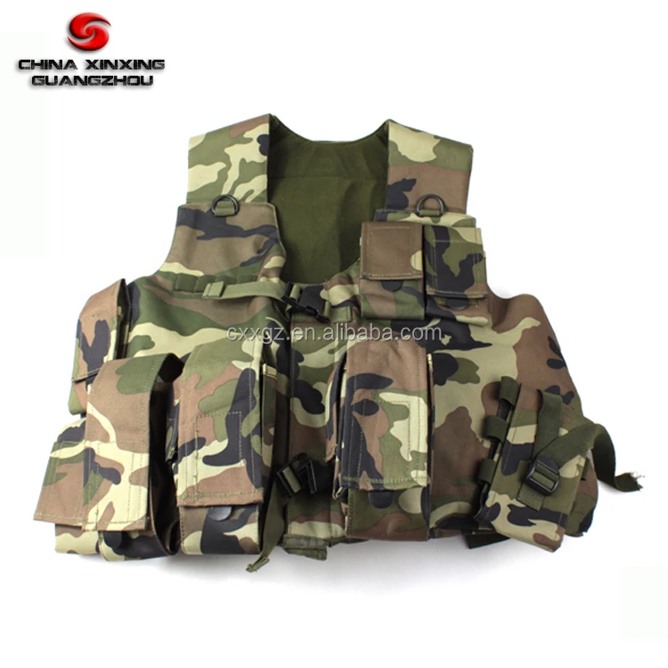 600D Polyester Jungle Green Woodland Camouflage Tactical vest with magazine pouch