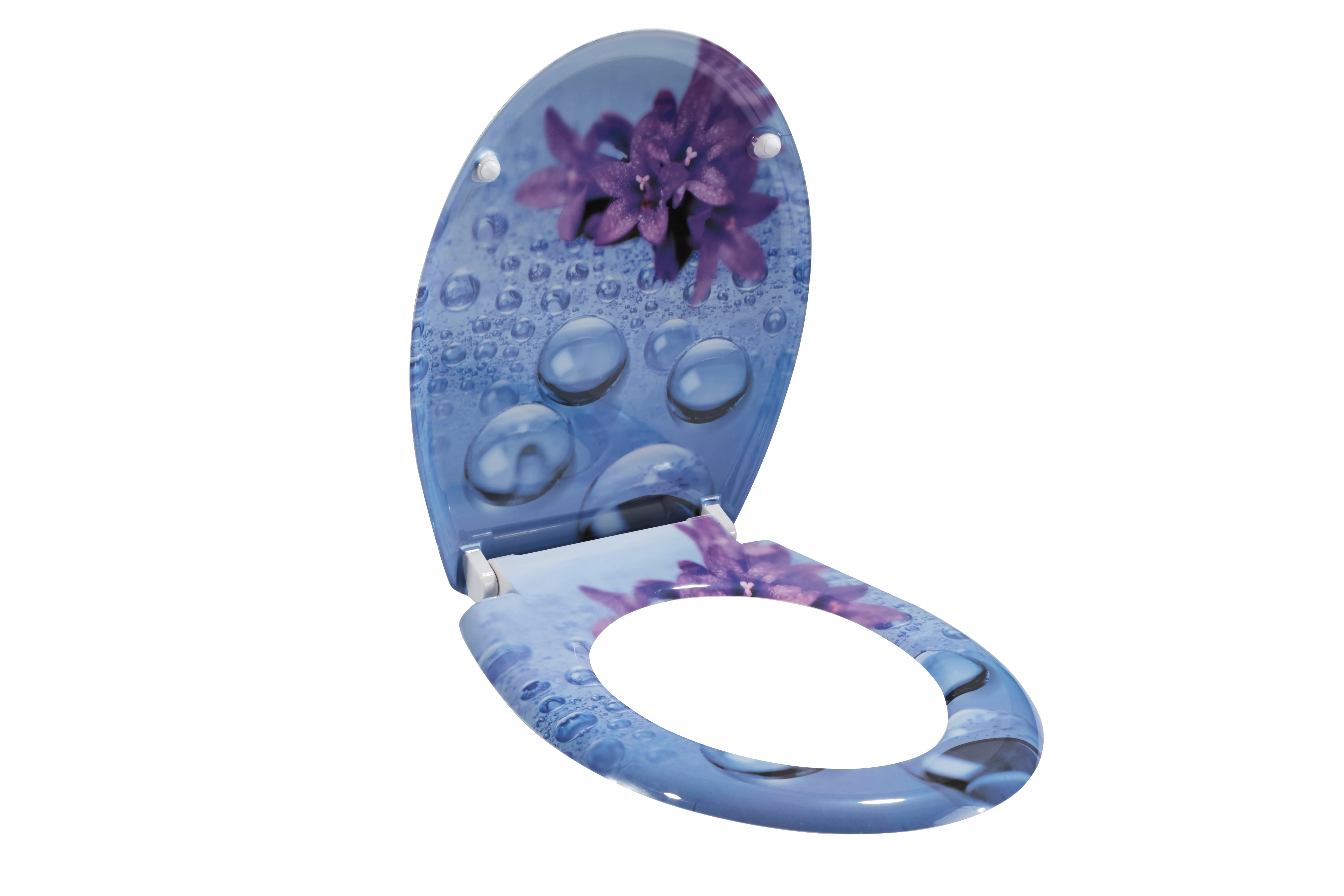 Decorated oval  shape  one button and quick release Duroplast toilet Lid