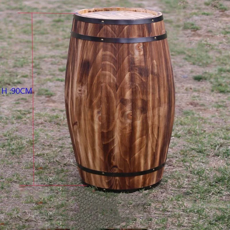 Wholesale Customized Charring Oak Wooden Barrel Decoration Big Wood Barrel