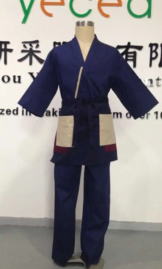 Japanese Cotton/linen Soft quick dry Sushi chef restaurant chef kimono yukata style Long apron uniform customized logo