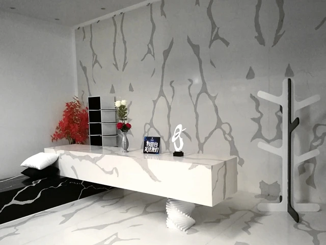 Kitchen Table Top Material White Calacatta Design Quartz Countertop