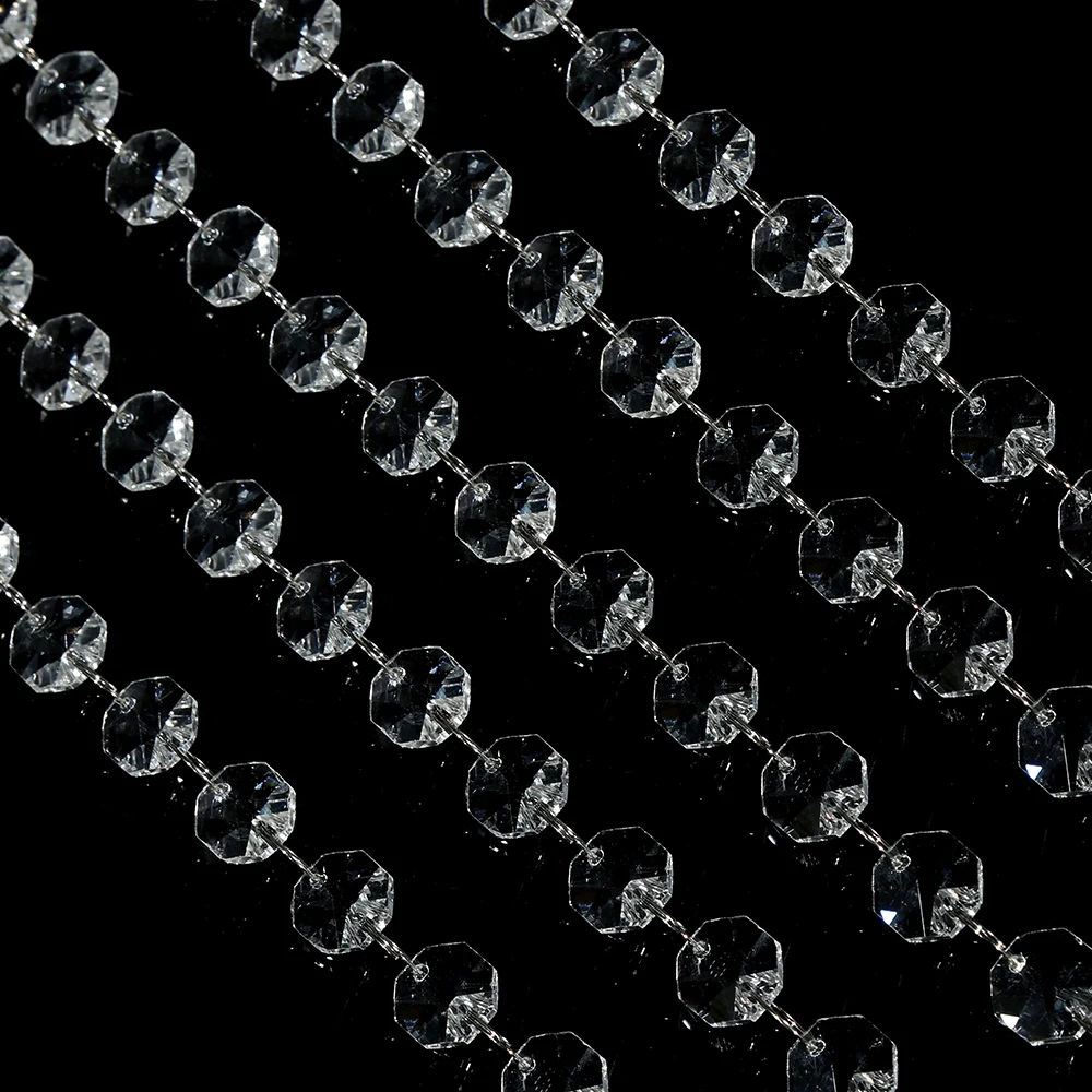 Wholesale hanging crystal chandelier octagon bead garland strand glass curtain chain for wedding christmas