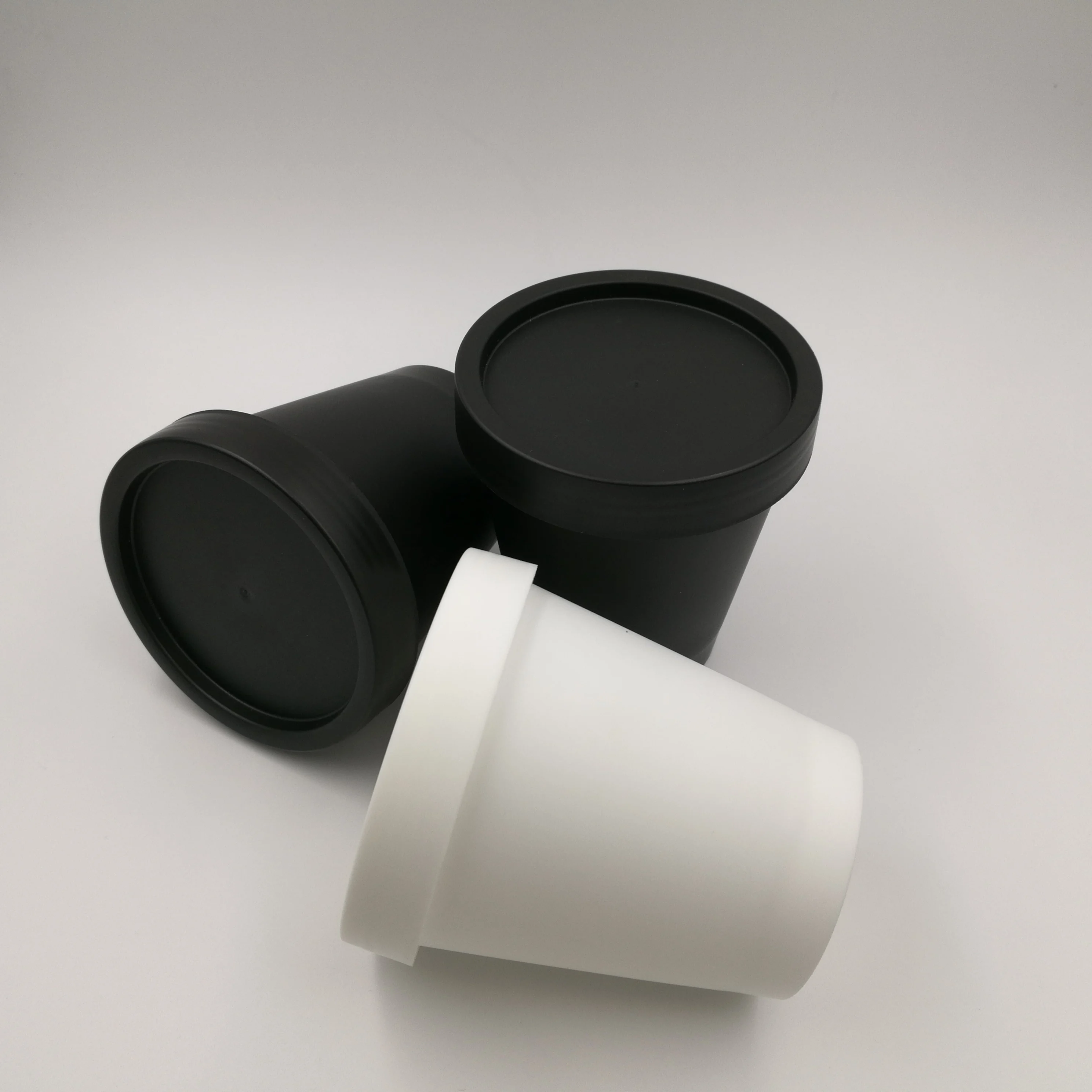 200ml PP black plastic cosmetic jar container for cream empty pink wide mouth jar 200g for wholesale