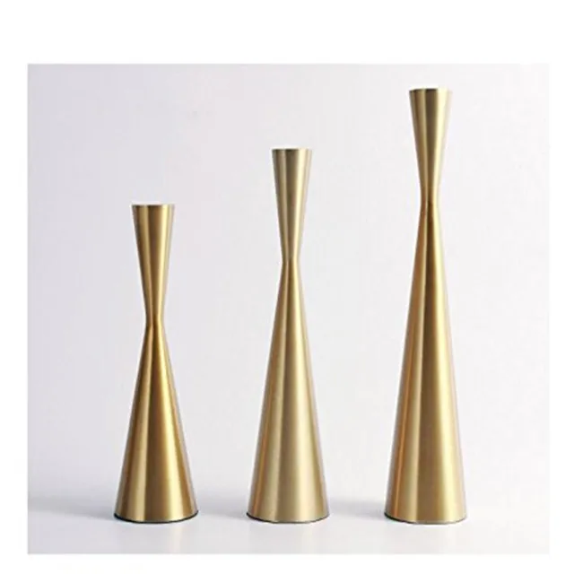 
China supplier wedding gift Brass Gold Metal Taper Candle Holders 