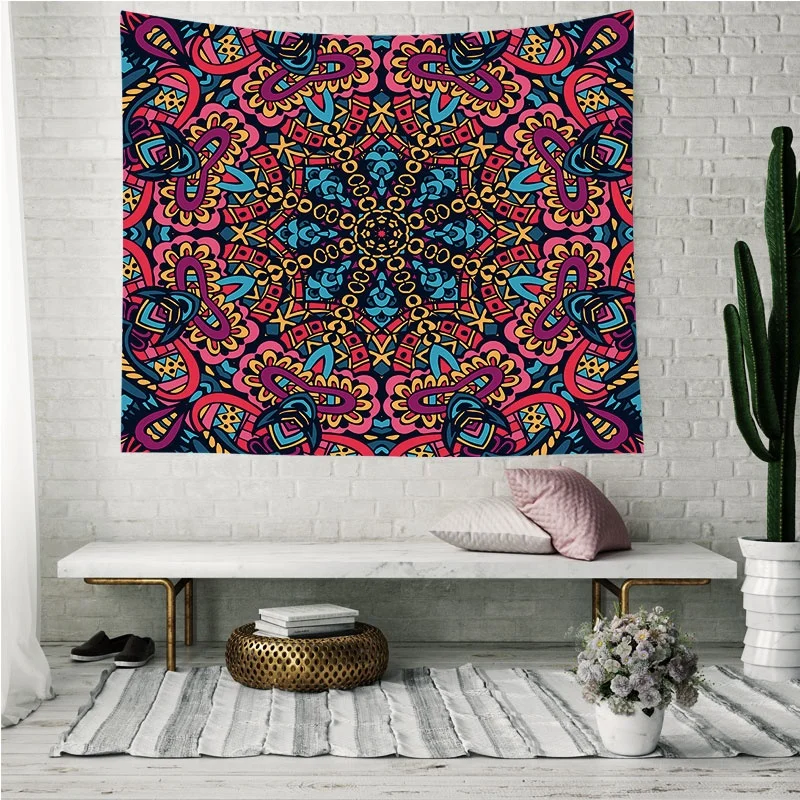 Monad Diy Bohemian Mandala Boho Macrame 150*130cm Woven Digital Printing Wall Hanging Tapestries