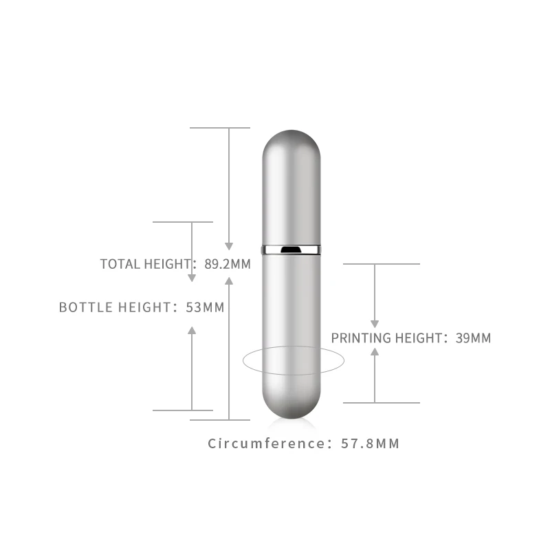 5ml empty mini travel refillable metal aluminum perfume spray glass bottle with atomizer for cosmetic