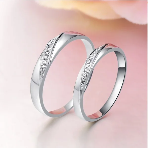 Hot Sale Women and Men 925 Sterling Silver Engagement Ring Wedding bands