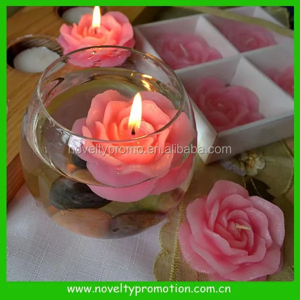 Lovers rose flower floating candles