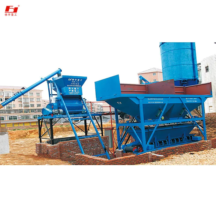 cement plant mixing main engine JS500 concrete mixer small size HZS25 concrete mixing plant