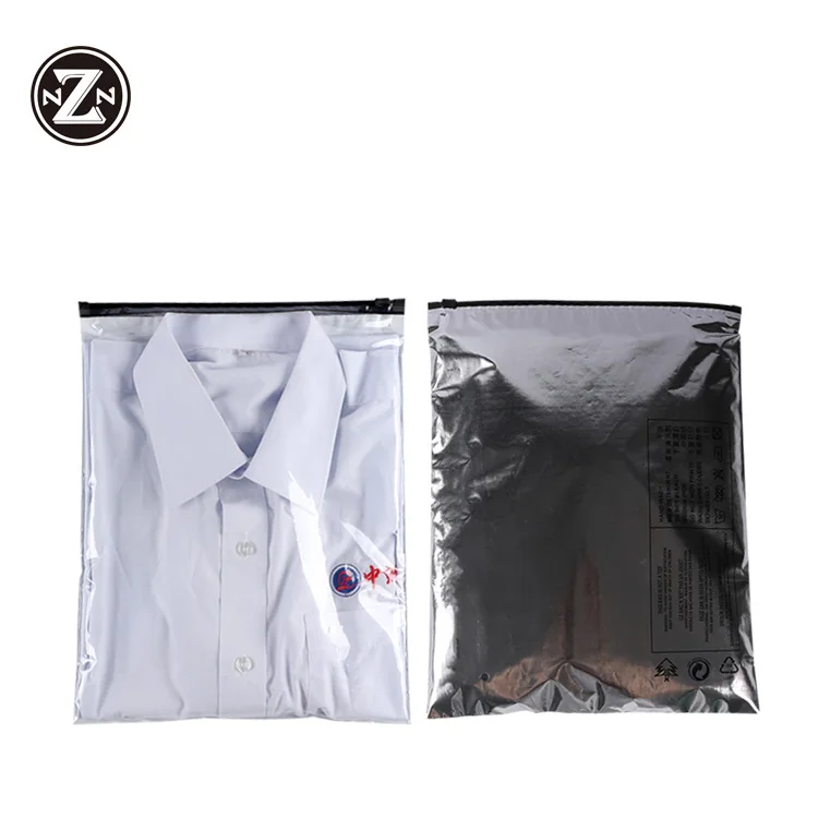 
custom printed logo self sealed hdpe ldpe slider zip lock plastic packaging bag for clothes 