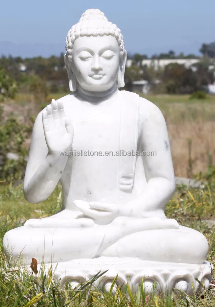 
Natural Marble Buddha Statue, Large Size White Marble Lotus Sitting Buddha Sculpture 