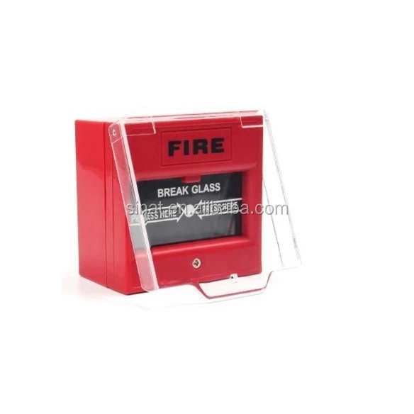Manual fire alarm push button with plastic dust cover