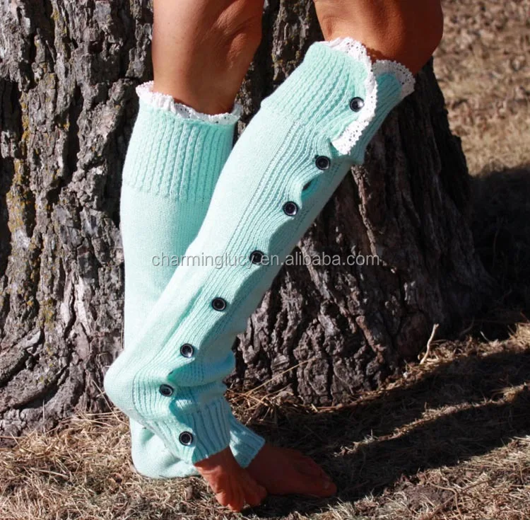 
women lace crochet boot cuff knee high socks 