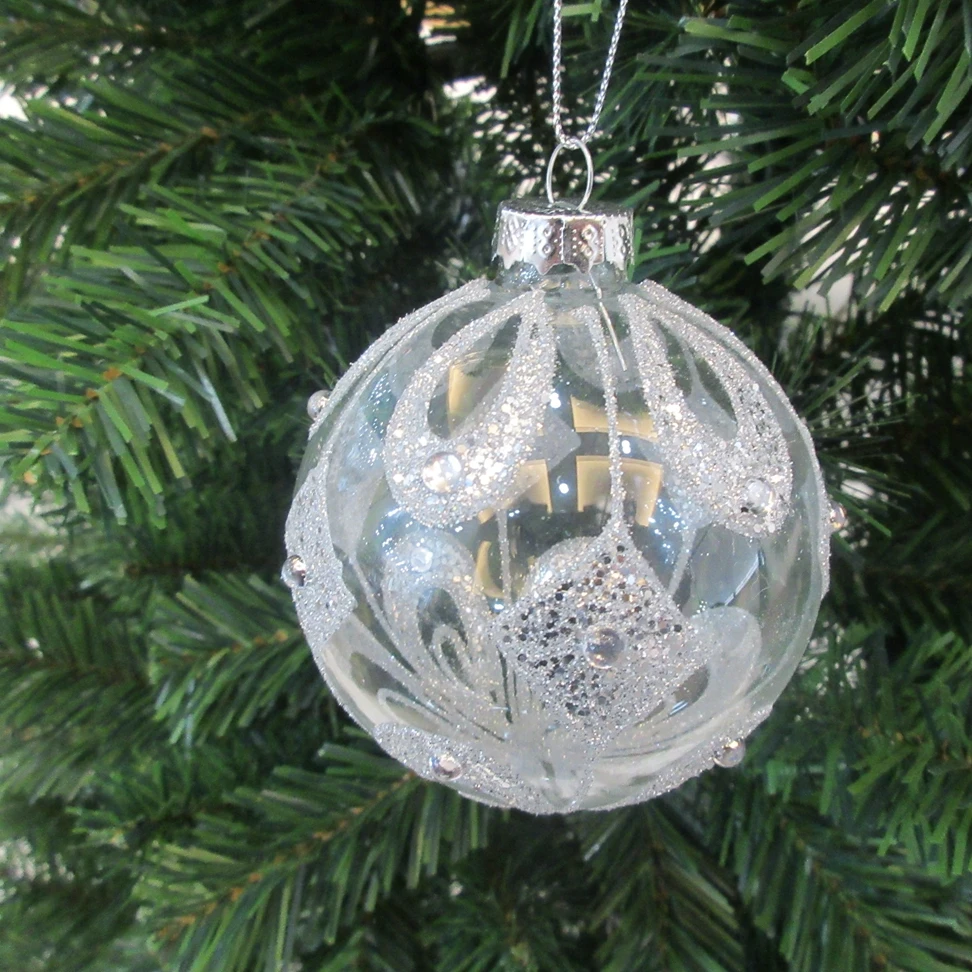 8 см горячая распродажа Рождество прозрачный Окрашенный стеклянный шарик