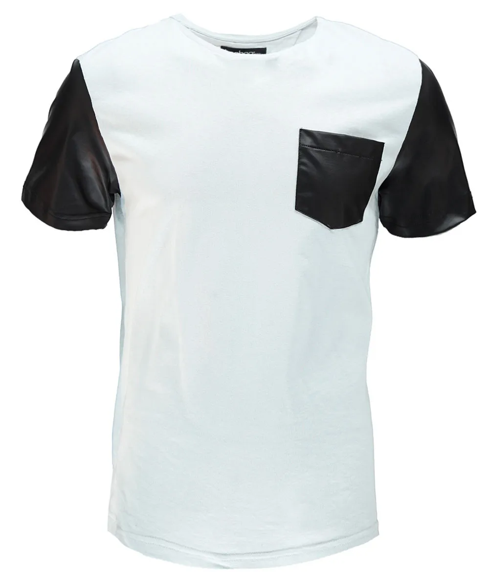 Мужские футболки с кожаным рукавом и