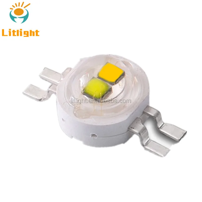 
PLCC-4 Bicolor 4 Pin Red Blue, Yellow White Chip 2*1W 2W, 2*3W 6W High Power Bi-color Red White LED Diode 