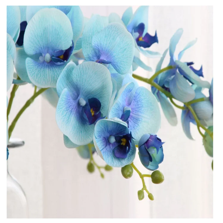 Оптовая продажа 9 головок орхидеи фаленопсиса настоящие на ощупь шелковые цветы искусственные фаленопсисы