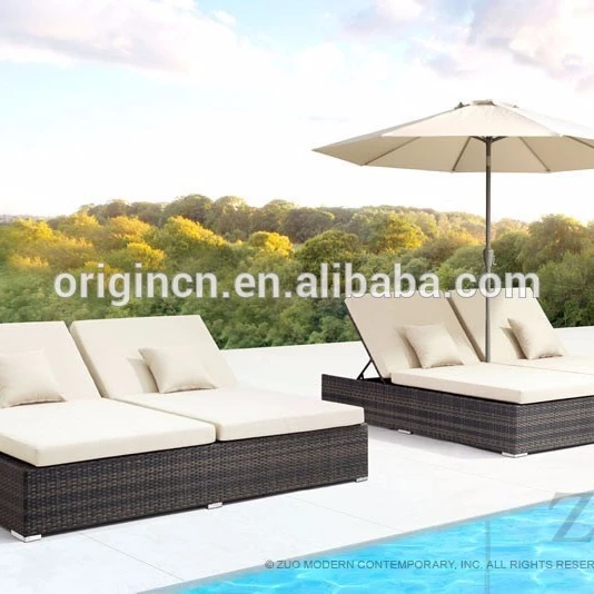 
2020 beach hotel comfortable double seat outdoor chair rattan chaise lounge 
