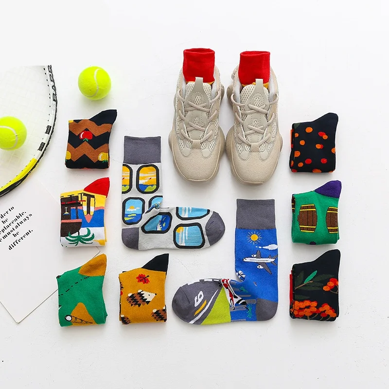 Novelty crazy young boy teen tube winter funny patterned men socks