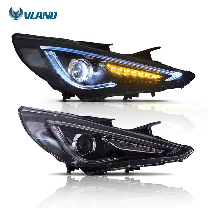 VLAND Sequential wholesale LED Headlights 6th Gen i45  2011 2012 2013 2014 headlamp for HYUNDAI Sonata
