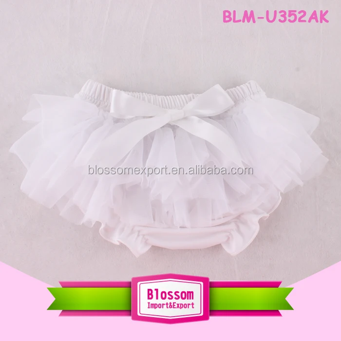 2024 Wholesale chiffon petti ruffle baby bloomer tutu diaper cover 0-6years baby fancy ruffle bloomers