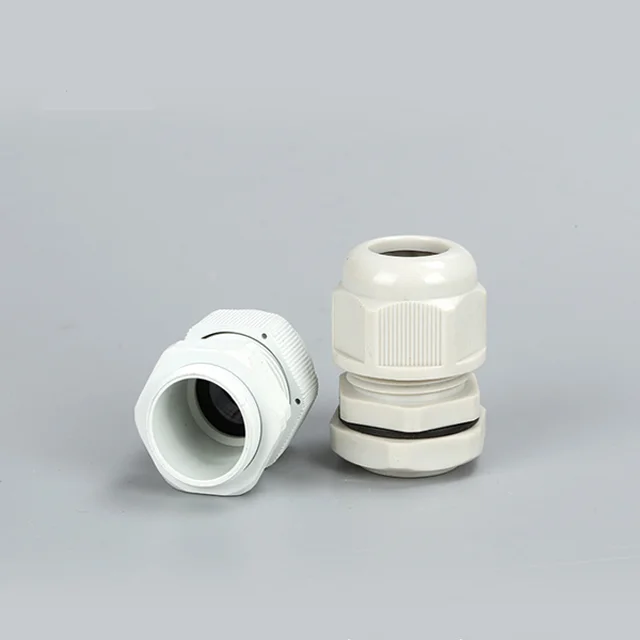 Black Plastic/Nylon Cable Gland With Flanged Locknut IP68 For Electrical Junction Box