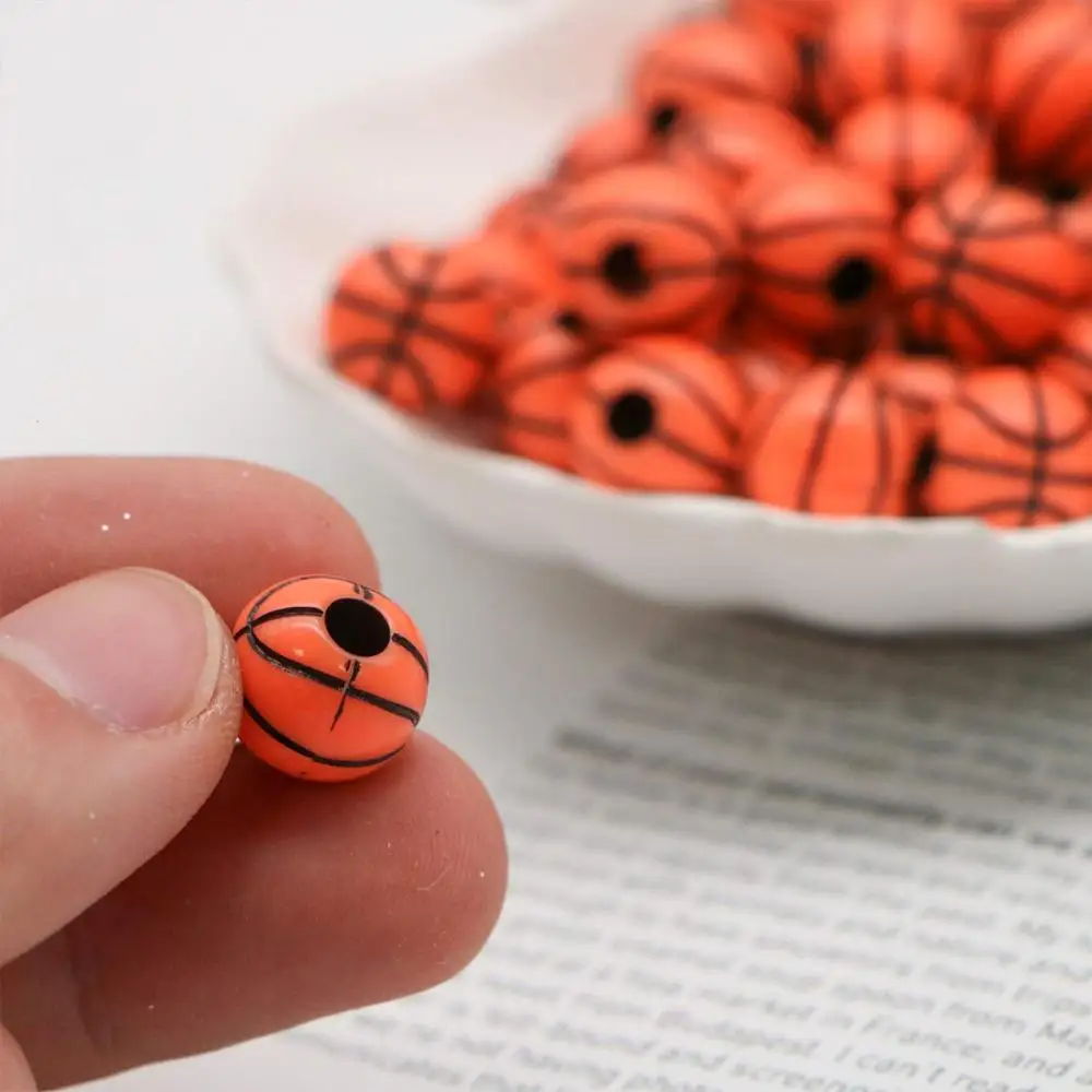 Basketball Beads Plastic Acrylic Round Ball Beads Team Sports Beads 12mm With Big Hole Size 4mm For Jewelry Making
