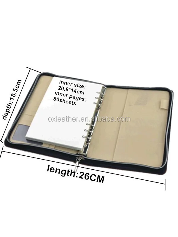 A5/A6 journal notebook with zipper & calculator pen holder card holder memo holder