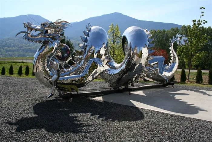 Large Outdoor Decoration Dragon Statue Big Stainless Steel  Sculpture