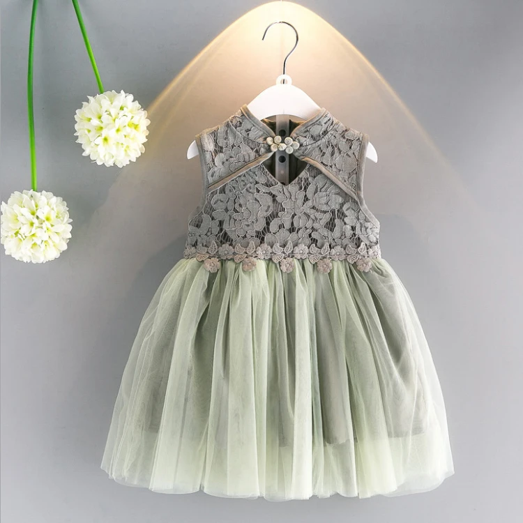 2019 Popular Sleeveless Lace Traditional England Style Girl Dress