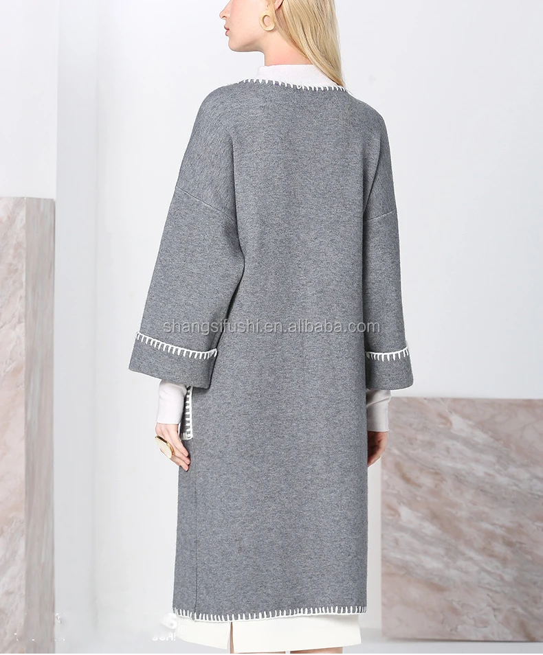 Производитель предоставляет индивидуальный OEM Кардиган с длинным рукавом в Европейском стиле, длинное пальто, тонкий женский свитер