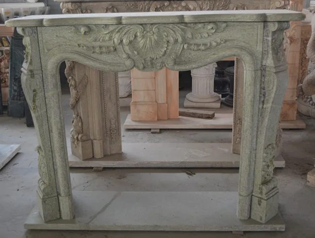decorative classic limestone fireplace mantel