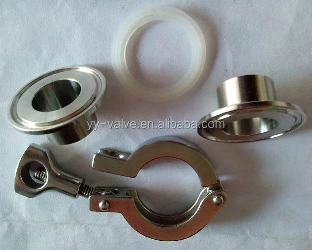 
sanitary food grade SMS DIN 3A standard SS304 SS316L pipe clamp ferrule length 12.7 21.5 28.6 or as customer request 