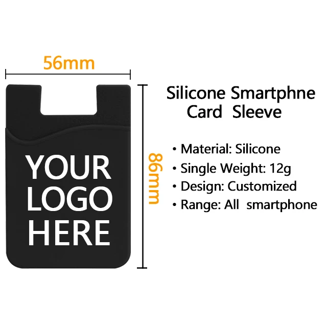 Promotion Gift 3M Adhesive Silicone Mobile cash wallet Custom Logo cell phone card holder