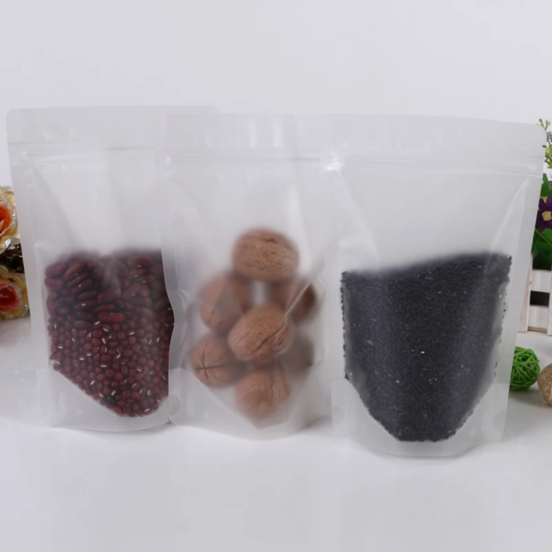 Frosted Clear Plastic Zip Lock Packing Bag Stand Up Pouch Resealable Doypack Zipper Food Coffee Storage Packaging Bag